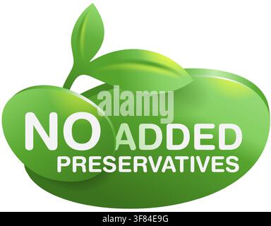 No Added Preservatives 3D sign for healthy natural food products composition labels - vector isolated pictogram in 2 variations with outline Stock Vector