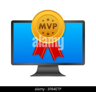 MVP award medal appearing on computer screen Stock Vector