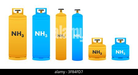 Ammonia NH3 gas cylinders industrial storage tanks Stock Vector