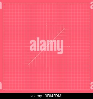 Pink algebraic graph background featuring a precise square coordinate grid and a thin white diagonal line crossing the mathematical plane. The simple Stock Vector
