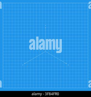 Blue mathematical grid with intersecting angled lines forming a geometric construction, inspired by coordinate geometry, technical drawing, engineerin Stock Vector