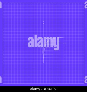 Purple algebraic graph background featuring a fine square coordinate grid and thin white curved lines forming a precise right-angle mathematical shape Stock Vector