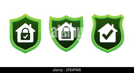 Home security shield protection icons set Stock Vector
