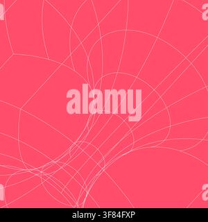 Abstract pink mathematical composition featuring delicate white curved lines, intersecting arcs, circular forms, and flowing geometric trajectories. T Stock Vector