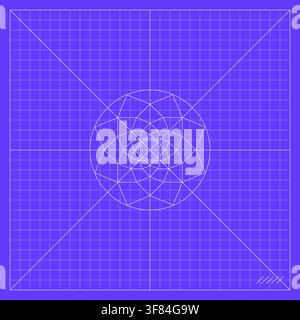 Purple mathematical grid with a symmetrical circular geometric construction combining polygons, radial lines, and overlapping forms, inspired by sacre Stock Vector
