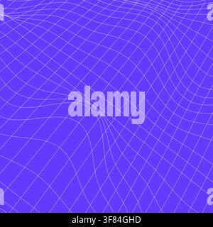 Purple mathematical mesh background with a flowing distorted grid, layered curved lines, and wave-like surface deformation, inspired by geometry, topo Stock Vector