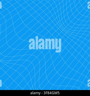 Blue mathematical mesh background featuring a flowing warped coordinate grid with curved horizontal and vertical lines, creating a smooth dimensional Stock Vector
