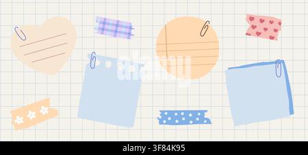 flat design cute sticky notes illustration Stock Vector