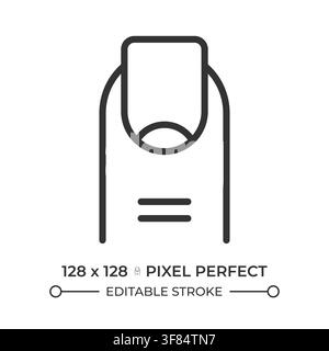 Finger and nail pixel perfect line icon Stock Vector