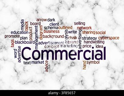 Word Cloud with COMMERCIAL concept create with text only. Stock Photo