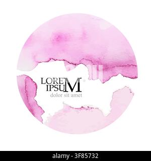 Pink round watercolor frame for text. Vector illustration Stock Vector