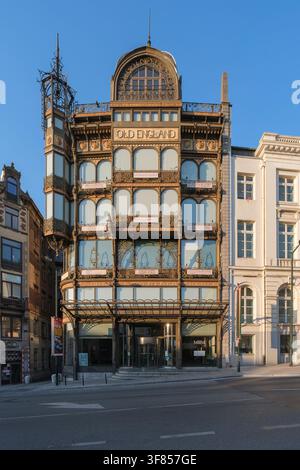 The exterior view shows the iconic, intricate cast-iron and glass facade of the historic, former Old England department store Stock Photo