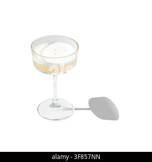 Whiskey Sour Cocktail with Foam in Coupe Glass Isolated on White Stock Photo