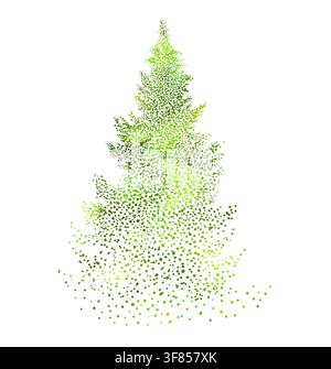 green Christmas tree made of dots. Vector illustration. Stock Vector