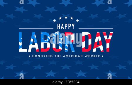 Happy Labor Day poster, US Labor Day background, USA flag Stock Vector