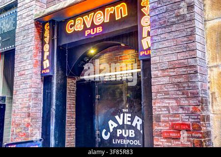 Entrance to The Cavern Pub on Mathew Street in Liverpool, England. Stock Photo