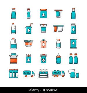 Milk cans and bottles vector icon. Dairy products sign. Graph symbol for cooking web site and apps design, logo, app, UI Stock Vector