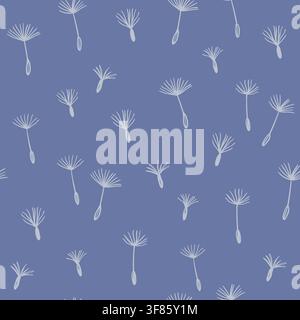 Seamless pattern with dandelion fuzz. Blowball fluff. Vector hand-drawn doodle illustrations Stock Vector