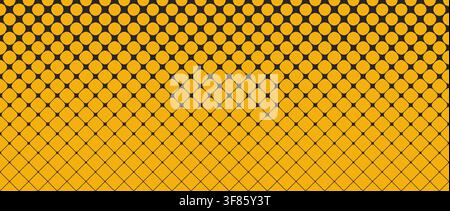 Yellow repeated geometric gradation background. Morphing grid gradient pattern. Abstract repeating mosaic pattern wallpaper. Yellow mustard retro lattice wireframe backdrop. Vector texture pattern Stock Vector