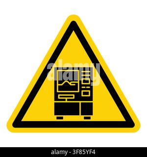 Bold caution sign featuring a computer symbol within a triangle, highlighting potential electrical hazards in work environments. Ideal for safety awar Stock Vector