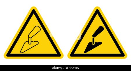 This image features a caution sign in a triangular shape with a trowel icon, suitable for showcasing safety measures in construction and renovation en Stock Vector