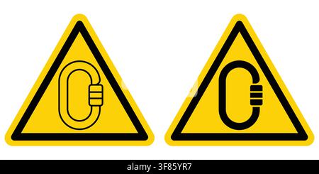 This image features a caution sign with a safety lock icon, suitable for climbing and outdoor sports. Designed to promote safety awareness and precaut Stock Vector