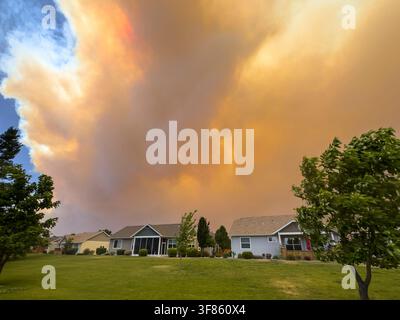 Wildfire smoke near Fruita, Colorado. Stock Photo