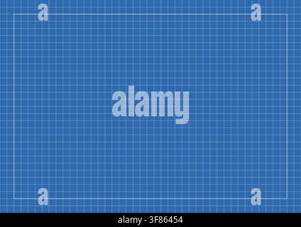 Blueprint grid background. Blue paper featuring millimeter lines on blue paper Stock Vector