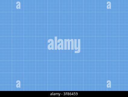 Millimeter graph for blueprint paper. White grid with precise lines on blue background Stock Vector