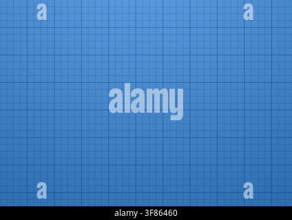 Blueprint grid paper background. Measurement lines on blue backdrop creating clean technical print Stock Vector