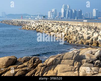 View to Sokcho from near the Yeonggeumjeong Sunrise Pavilion Stock Photo