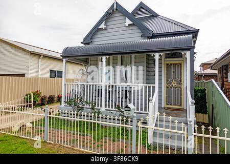A cute small suburban cottage with bullnose  veranda in Tamworth NSW Australia. Stock Photo