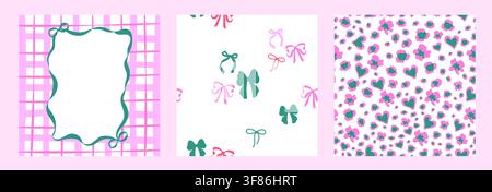 Cute Pink Pattern Collection Stock Vector