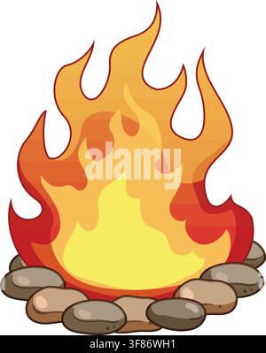 Campfire flames providing warmth and light Stock Vector