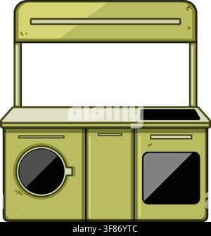 Kids playing cooking food with toy kitchen Stock Vector