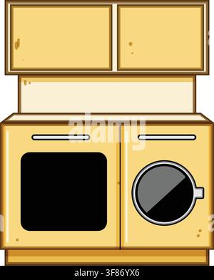 Children's play kitchen set with oven and washing machine Stock Vector
