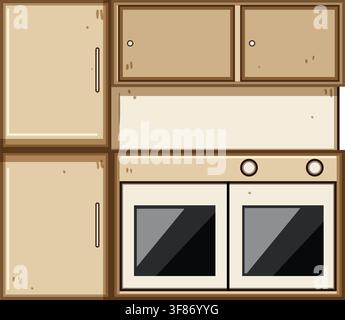 Children playing cooking in a toy kitchen set Stock Vector