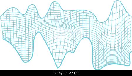 Blue waveform grid displaying abstract digital data visualization Stock Vector