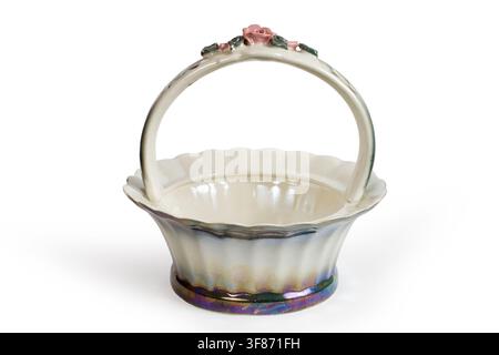 Decorative porcelain vase on a white background. Antique decorative tableware. Stock Photo