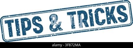 tips & tricks stamp. tips & tricks blue grunge stamp with no background Stock Vector