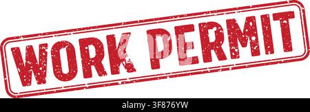 work permit stamp. work permit red grunge stamp with no background Stock Vector