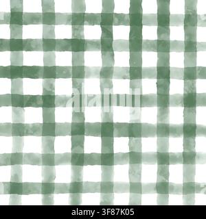 Hand painted watercolour checked background design in green Stock Vector