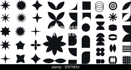 Abstract shapes and geometric elements in brutalist style Stock Vector