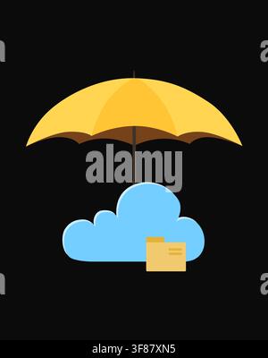 Cloud Protection Concept with Umbrella 3D Render Stock Photo