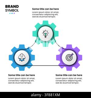 Infographic template with icons and 3 options or steps. Gears. Can be used for workflow layout, diagram, banner, webdesign. Vector illustration Stock Vector