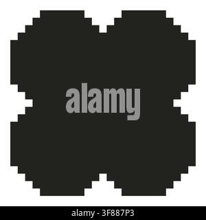 Vector retro pixel art geometric floral shape. Minimal 8-bit style frame and abstract design element isolated on background. Stock Vector
