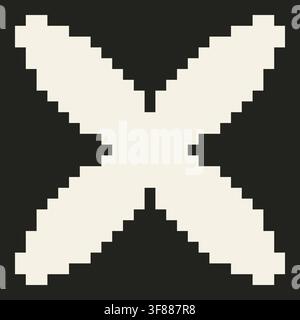 Vector retro pixel art geometric floral shape. Minimal 8-bit style frame and abstract design element isolated on background. Stock Vector