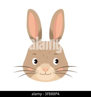 Cute cartoon rabbit head vector illustration isolated on white background Stock Vector