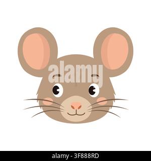 Cute cartoon mouse head vector illustration isolated on white background Stock Vector