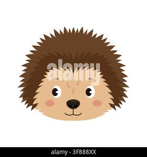 Cute cartoon hedgehog head vector illustration isolated on white background Stock Vector